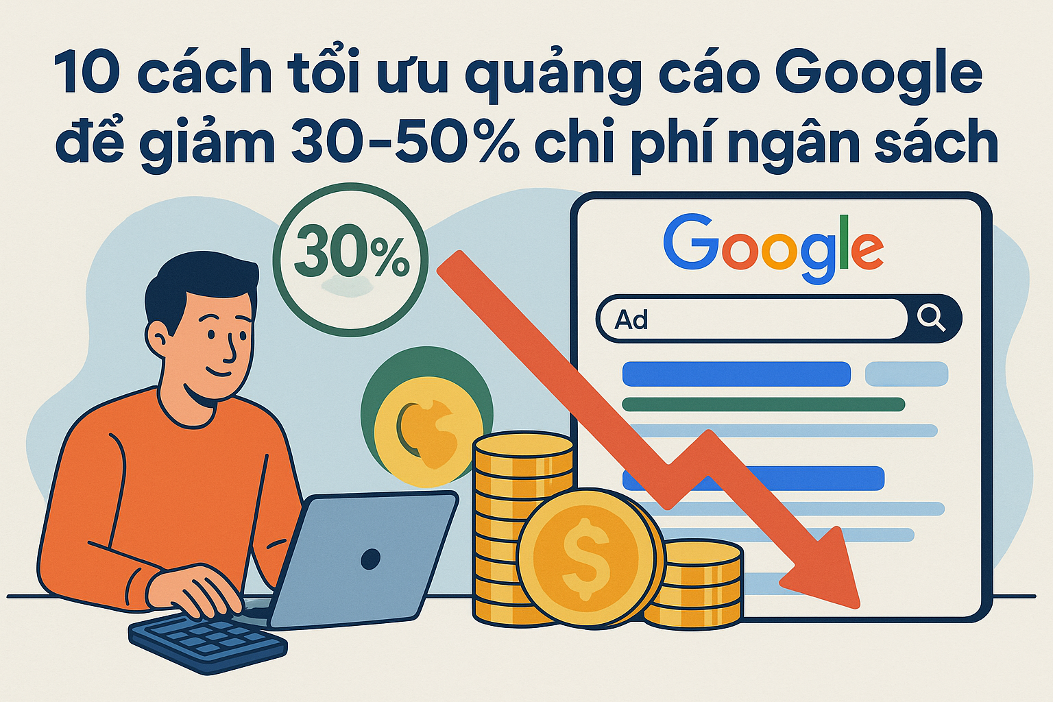  10 cách tối ưu quảng cáo Google để giảm 30–50% chi phí ngân sách 